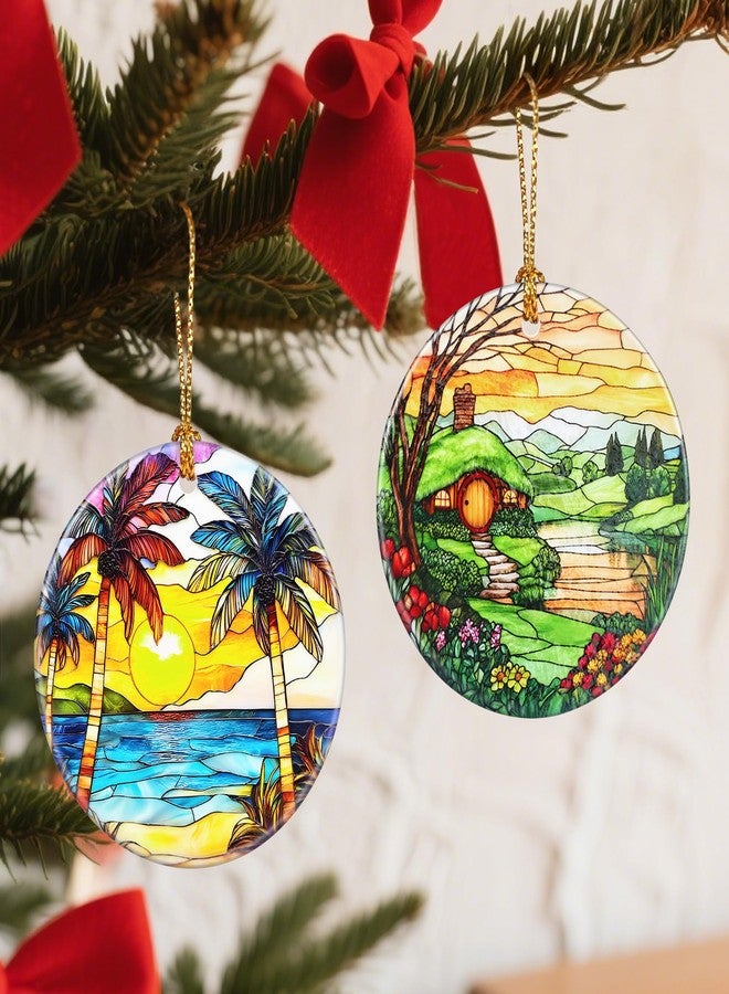 Jocidea Christmas Ornaments, 2.8 Inch Ceramic Hanging Ornament, Christmas Tree Ornaments, Xmas Decorations, Holiday Decorations, Holiday Party Gifts, and Xmas Gift Ideas - Hobbit House - Image 4